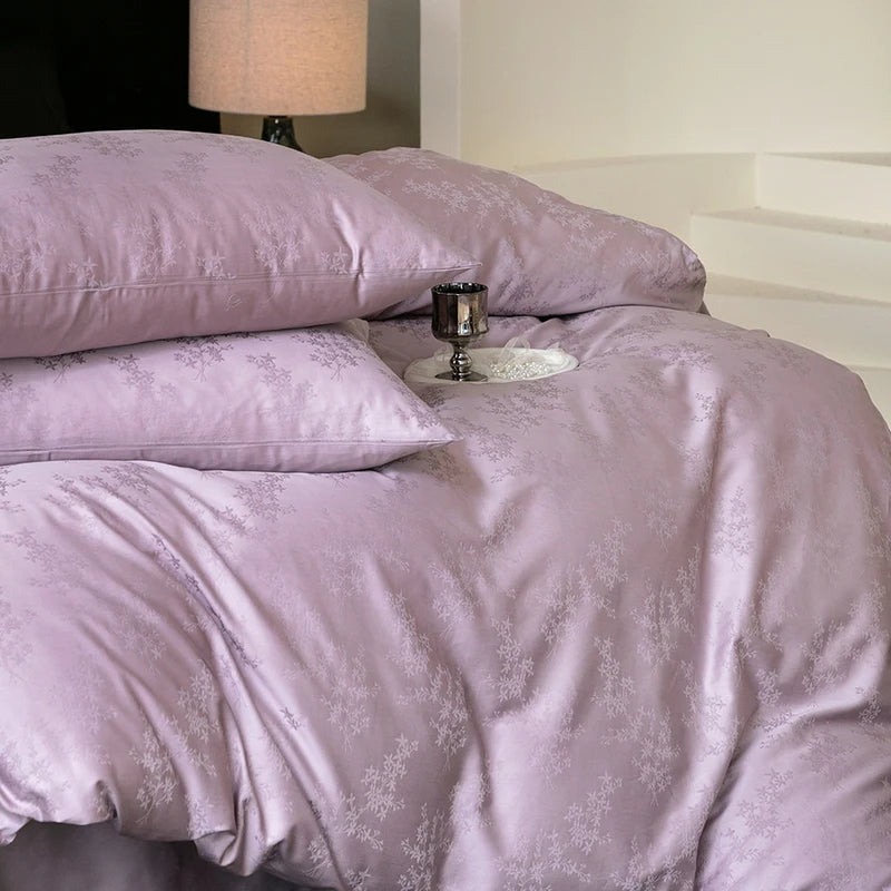 Nuevos juegos de cama de lujo 2025 100% algodón: fibra larga, alta densidad, jacquard satinado, cama de 1,5 m/1,8 m