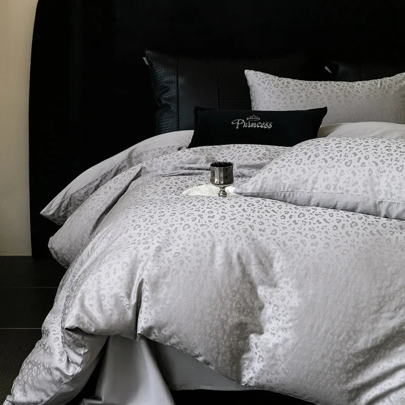 Nuevos juegos de cama de lujo 2025 100% algodón: fibra larga, alta densidad, jacquard satinado, cama de 1,5 m/1,8 m