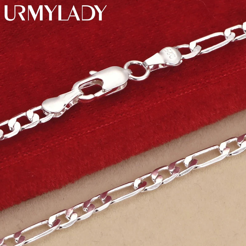 Noble nuevo llega Plata de Ley 925 cadena de 4MM para hombres mujeres pulsera collar conjunto de joyerÃ­a seÃ±ora regalos de Navidad encantos boda