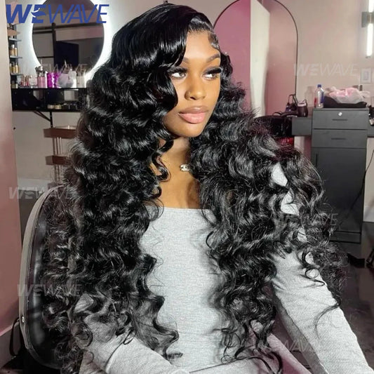 Peluca Frontal de onda profunda suelta de 30 pulgadas, cabello humano 13x4, peluca con malla Frontal rizada, pelucas de agua de encaje HD transparente, densidad 180 brasileña