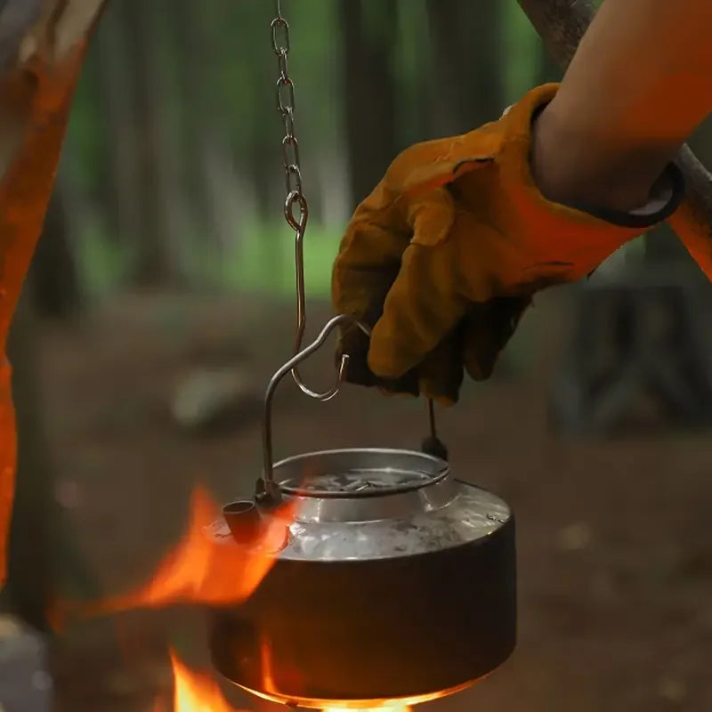 Trípode para fogata para acampar, olla colgante ajustable, cocina estable para fogata, esencial para Picnic, compacto y ligero, fácil de llevar