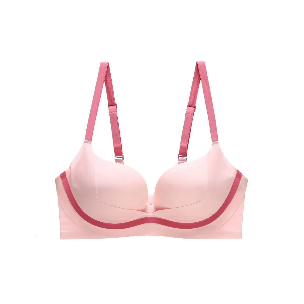 Sujetador ajustado inalámbrico con escote en V profundo, sujetador sin costuras a prueba de golpes para mujer, lencería antiflacidez, ropa interior push-up para niñas