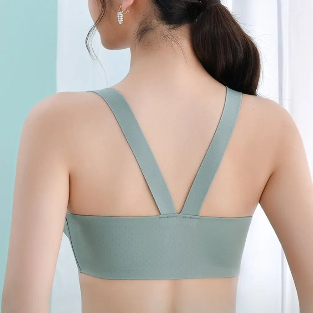 Sujetador inalámbrico con hebilla frontal en V profundo, sujetador antiflacidez a prueba de golpes para mujer, lencería de Copa grande, sujetadores sin costuras para niñas y mujeres