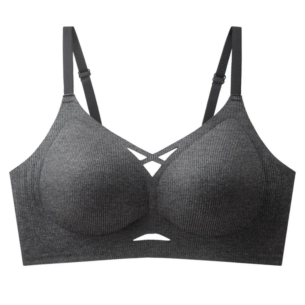 Sujetador suave y cómodo fino hueco sin costuras, sujetador a prueba de golpes sin rastro para mujer, lencería íntima, ropa interior push-up para correr