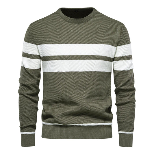 Nuevo jersey de otoÃ±o para hombre, suÃ©ter con cuello redondo de retazos de manga larga, suÃ©teres ajustados cÃ¡lidos, suÃ©ter informal de moda para hombre, ropa para hombre