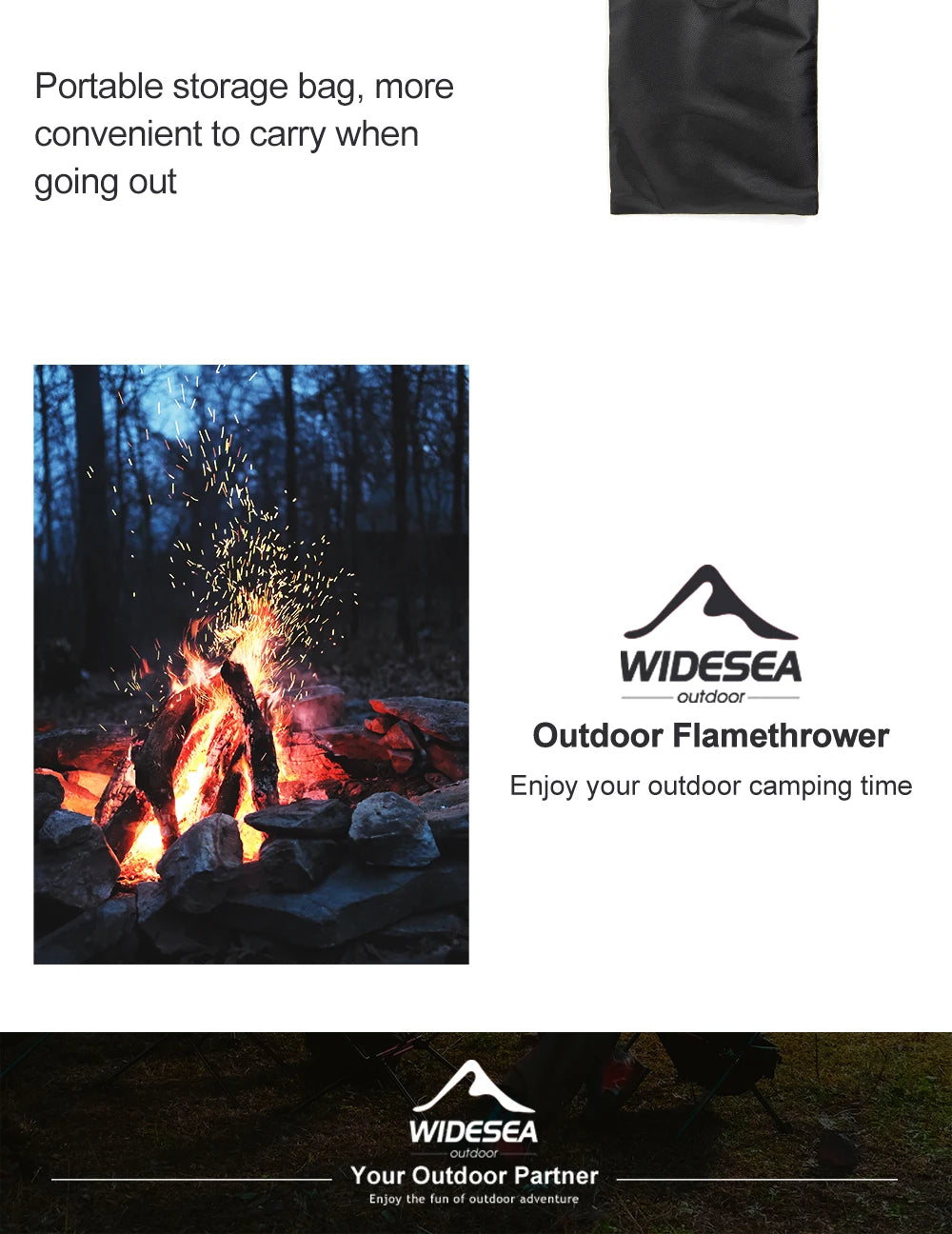 Widesea-encendedor de llama larga para acampar, quemador de mango de madera portátil para exteriores, Picnic, barbacoa, tanque de Gas, pistola de pulverización, kit de herramientas de estufa extraíble