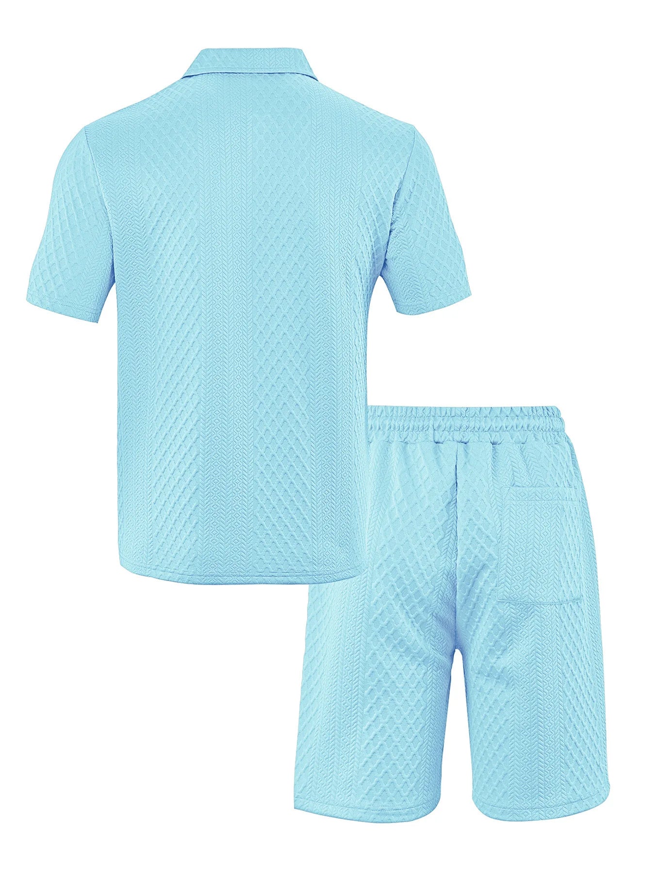 NOVEDAD DE VERANO 20225, Polo deportivo informal para hombre con solapa, camisa y pantalones cortos de manga corta para hombre, traje con textura Jacquard