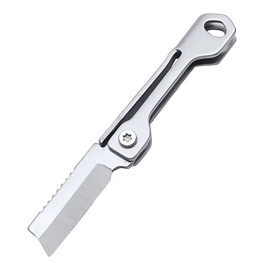 Suministros para acampar al aire libre, cuchillo plegable de acero inoxidable, Mini llavero de cabeza cuadrada, colgante, cuchillo de bolsillo portátil, herramientas de senderismo, 1 ud.