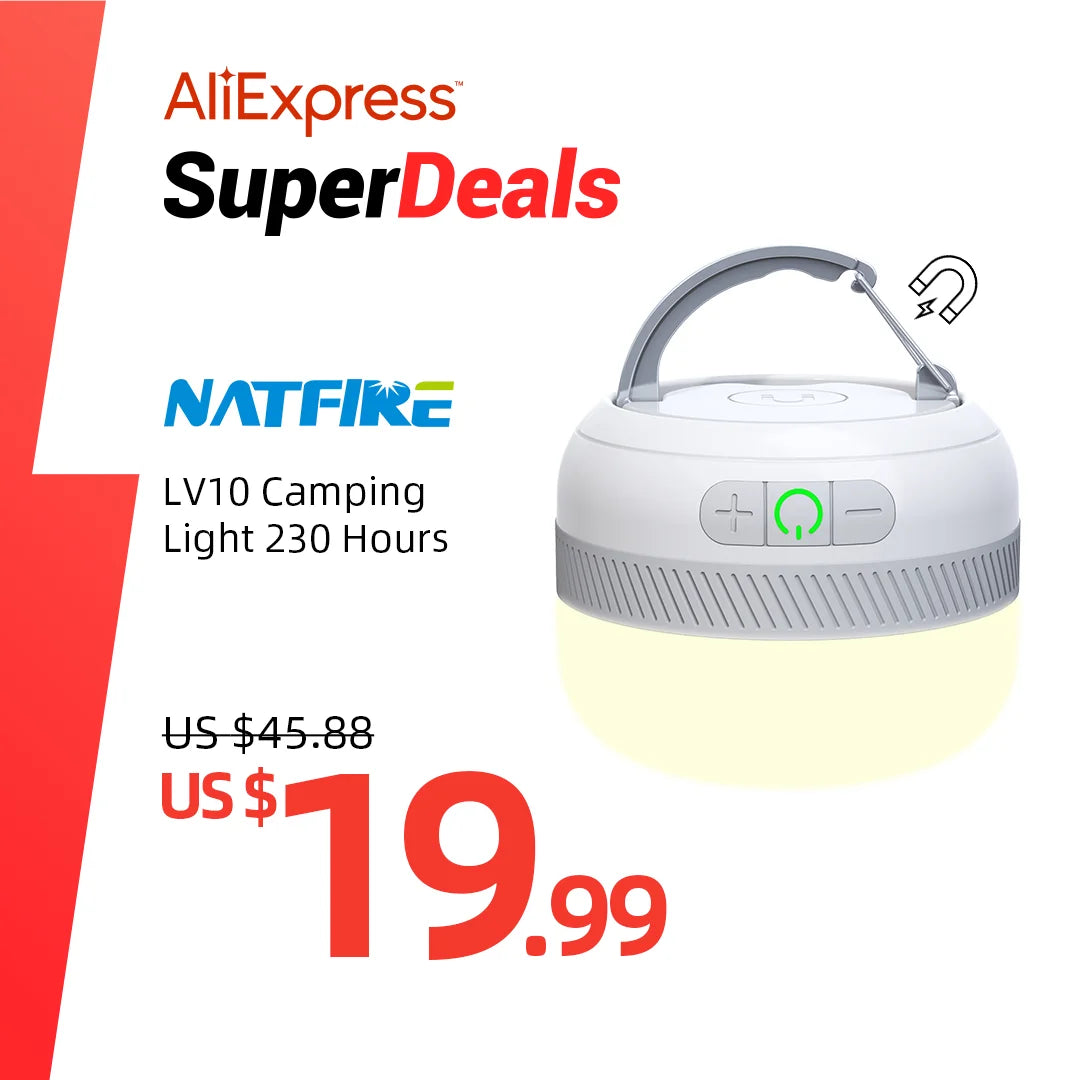 Linterna LED para acampar al aire libre LV10, linterna de Camping recargable de 230 horas con accesorio de iluminación magnético, luz de emergencia portátil