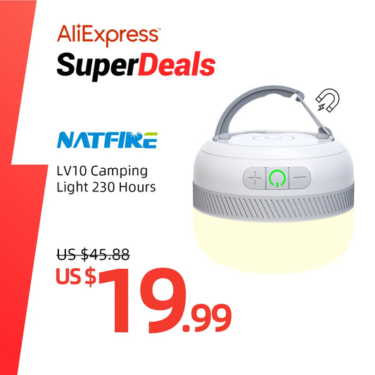 Linterna LED para acampar al aire libre LV10, linterna de Camping recargable de 230 horas con accesorio de iluminación magnético, luz de emergencia portátil