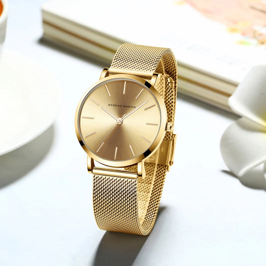 EnvÃƒÂ­o Directo A +++ + banda de acero inoxidable de calidad movimiento de cuarzo japonÃƒÂ©s resistente al agua reloj de pulsera de lujo para mujer de oro rosa completo