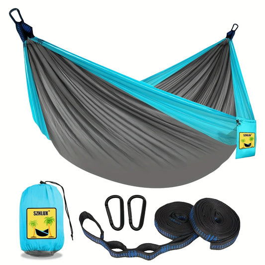 Hamaca para acampar al aire libre de 270cm, tela de paracaídas de nailon, cama colgante portátil para una sola persona, hamaca para acampar, senderismo y jardín