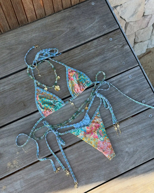 2025 tendencia Trangle despojado Micro Bikini Set mujeres traje de baÃ±o Sexy moda seÃ±ora Biquini traje de baÃ±o vacaciones ropa de playa ropa femenina