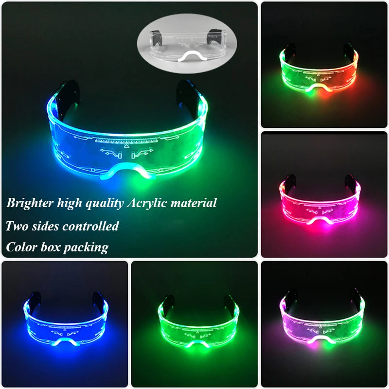 Gafas luminosas coloridas con luz LED, lentes de neón brillantes, parpadeantes para fiesta, club nocturno, DJ, decoración de fiesta de baile