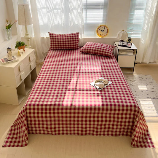 Sábana plana de algodón 100% para cama doble, sábanas superiores lisas de Color sólido, sábanas planas individuales/Queen/King, sábanas de lino para el hogar