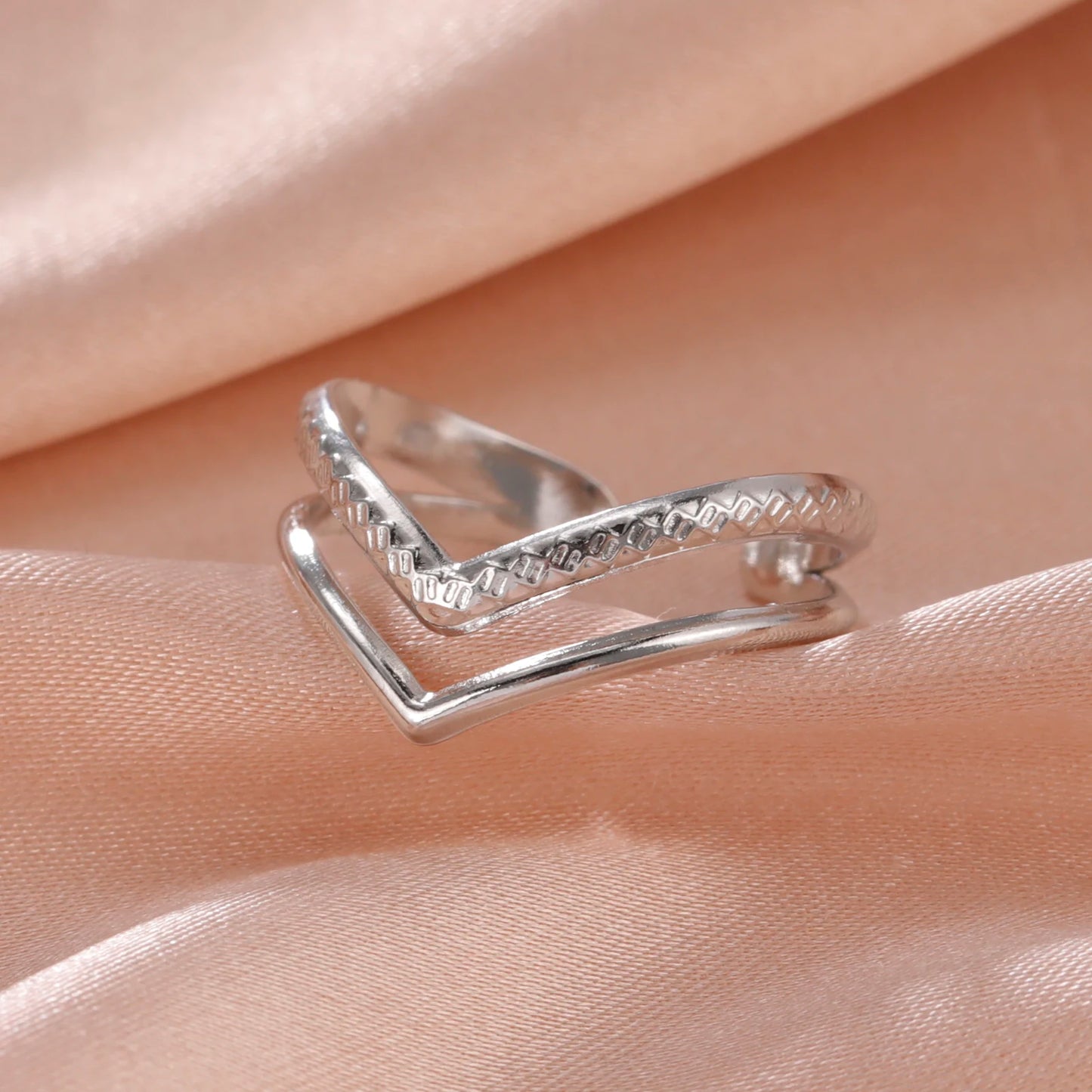 Skyrim-anillos de acero inoxidable para mujer, corazÃ³n geomÃ©trico, estÃ©tico, ajustable, abierto, joyerÃ­a de fiesta, regalos al por mayor