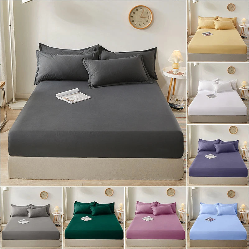 Sábana bajera 100% de algodón con bandas elásticas, fundas de colchón ajustables antideslizantes para cama individual, doble, King y Queen, 140/160/200CM