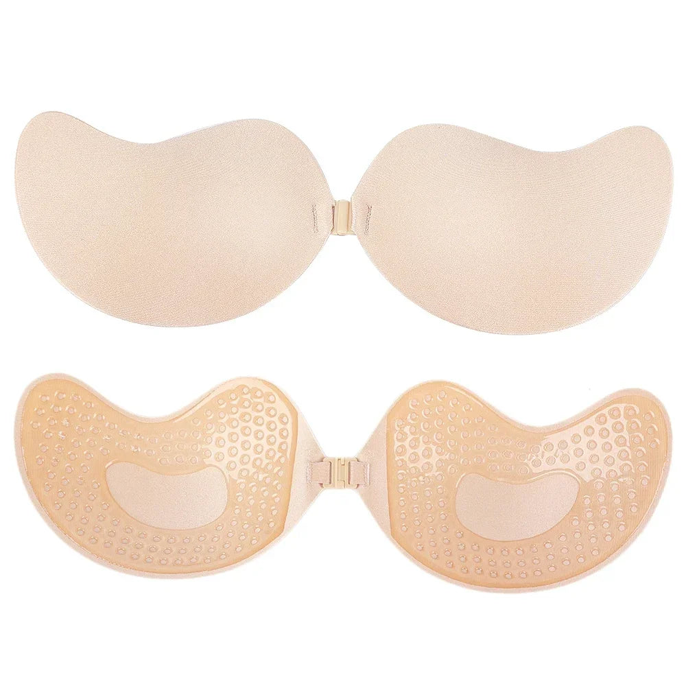 Sujetador adhesivo Invisible sin tirantes para mujer, sin tirantes Sujetador Push Up, lencería de silicona sin costuras, cubiertas para pezones, Bralette, ropa interior