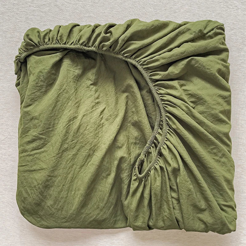 Sábana bajera de algodón lavada con bandas elásticas, funda de colchón ajustable antideslizante para cama doble King Queen 90x200 150x200 180