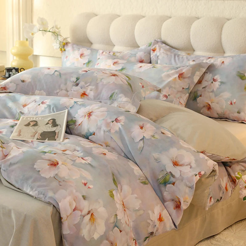 Juego de cuatro piezas de algodón puro 2024, ropa de cama de cuatro piezas, adecuado para uso doméstico, nuevo estilo de lujo, 100%