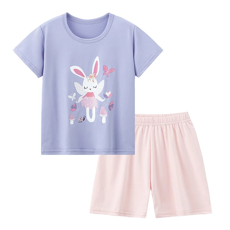 Conjunto de pantalones cortos de manga corta para niños, cómodo y versátil, informal, para el hogar y al aire libre, 2 piezas, verano