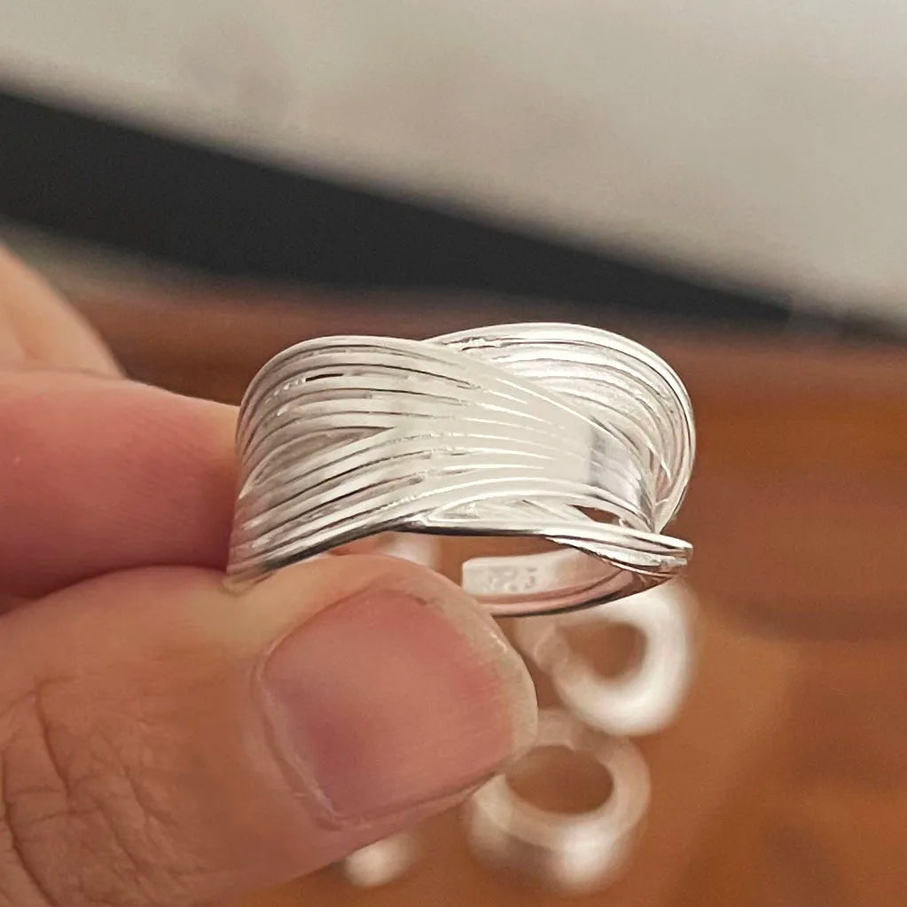 925 anillos de plata esterlina para mujer pareja minimalista hecho a mano Simple anillo de luna ancha conjunto joyería de fiesta regalo prevenir alergias