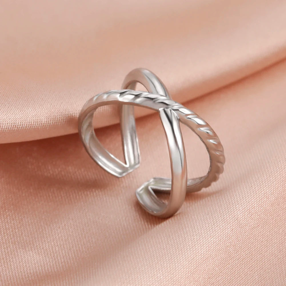 Skyrim-anillos de acero inoxidable para mujer, corazÃ³n geomÃ©trico, estÃ©tico, ajustable, abierto, joyerÃ­a de fiesta, regalos al por mayor