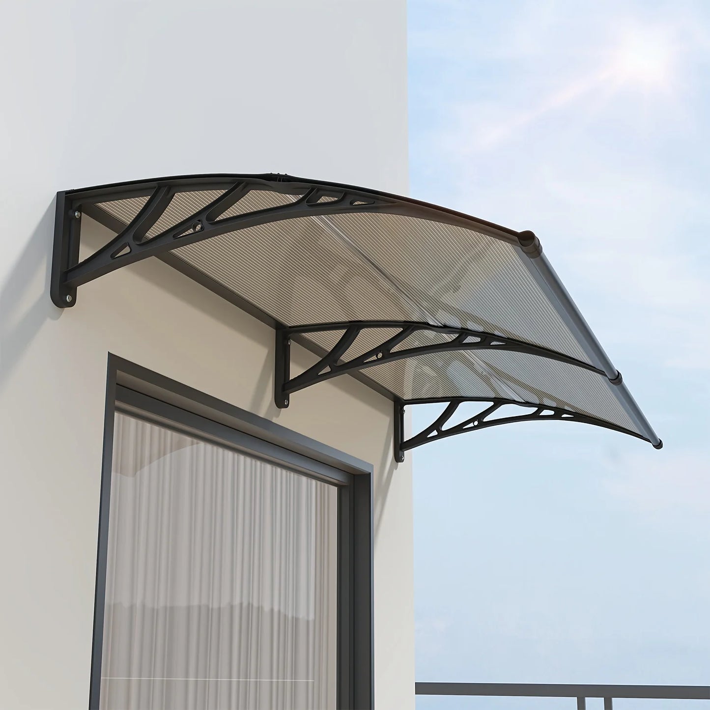 Toldo para puerta ventana UV lluvia nieve protección solar hoja hueca de policarbonato dosel exterior fácil de instalar