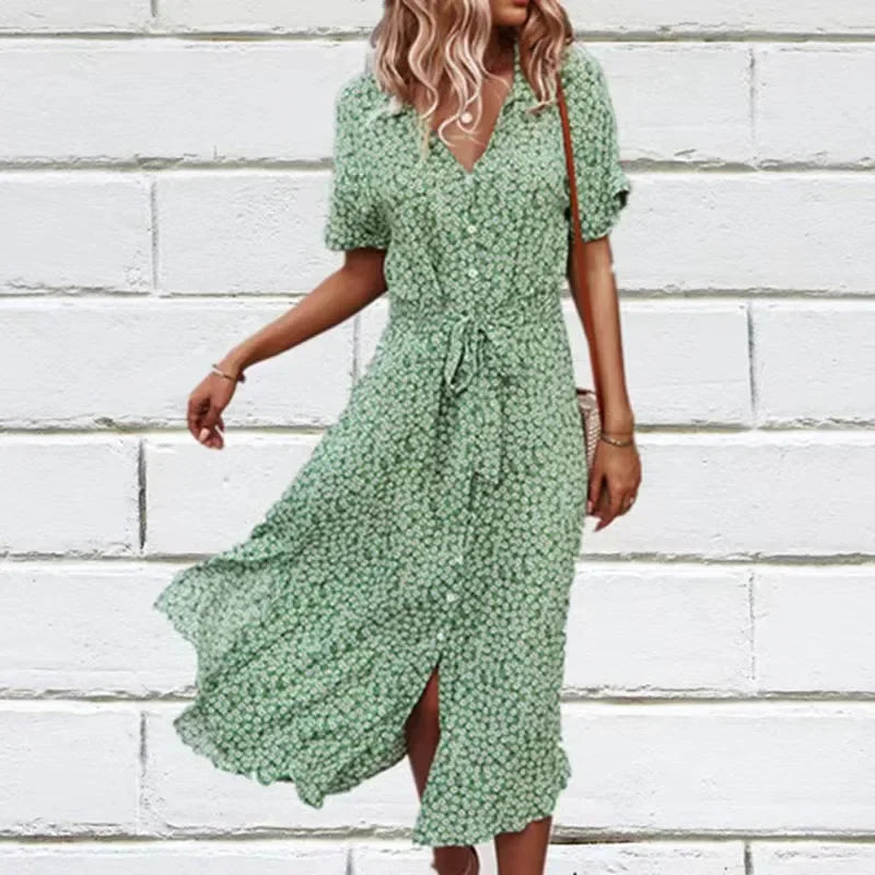 022Vestido Amazon Independent Station Venta rápida Estilo de vacaciones casual Primavera Verano Falda de dobladillo ancho sexy