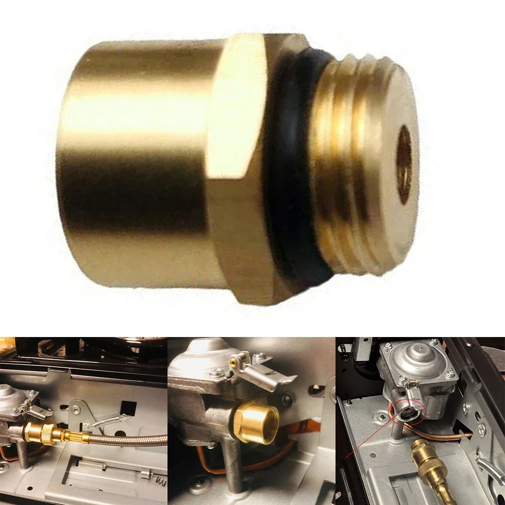 Adaptador de cobre para estufa de Camping, convertidor de Gas, casete, horno, conector de estufa, piezas de conversión de apagado automático