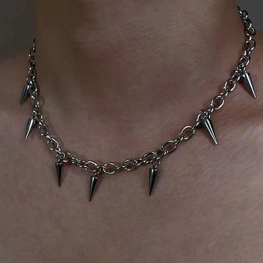 Collar con tachuelas estÃ©ticas Punk de acero inoxidable, gargantilla para hombre, collar con colgante de remache de Hip Hop para mujer, regalos de joyerÃ­a gÃ³tica