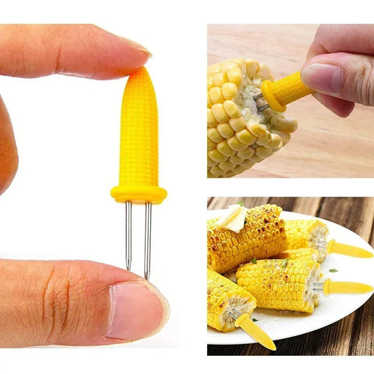 10 Uds. De tenedor, brocheta de maÃ­z, soportes de maÃ­z de acero inoxidable, brochetas de maÃ­z en espiga, tenedores de fruta, herramienta de cocina para acampar al aire libre y barbacoa