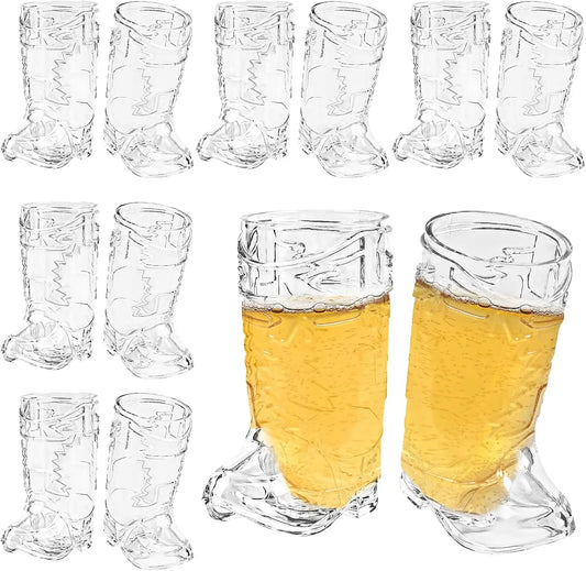 10 Uds. Vasos de chupito para botas de vaquero, Mini vasos de chupito de plástico de 1 Oz, vasos de plástico reutilizables para botas, suministros para fiestas temáticas occidentales de vaca