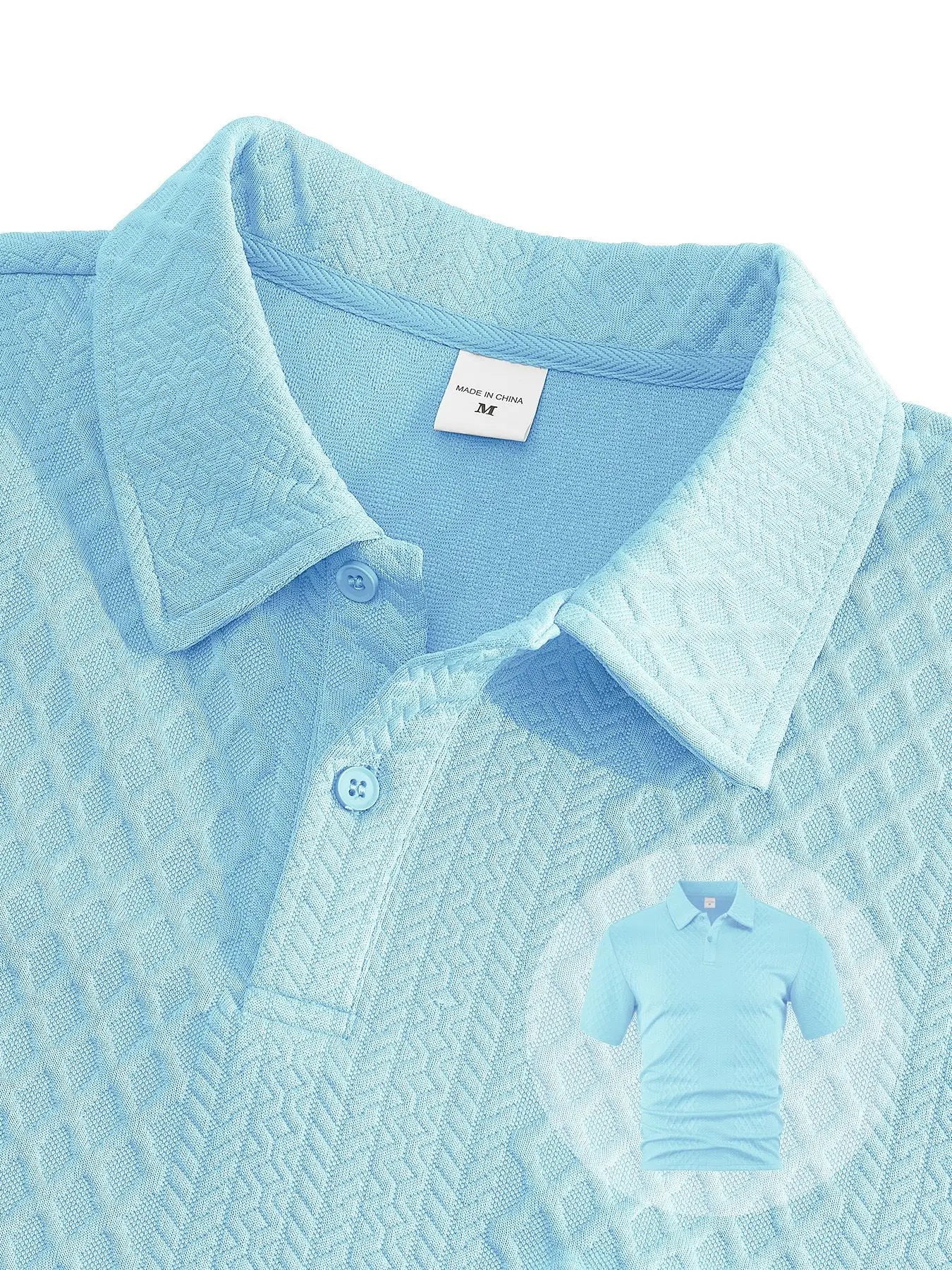 NOVEDAD DE VERANO 20225, Polo deportivo informal para hombre con solapa, camisa y pantalones cortos de manga corta para hombre, traje con textura Jacquard
