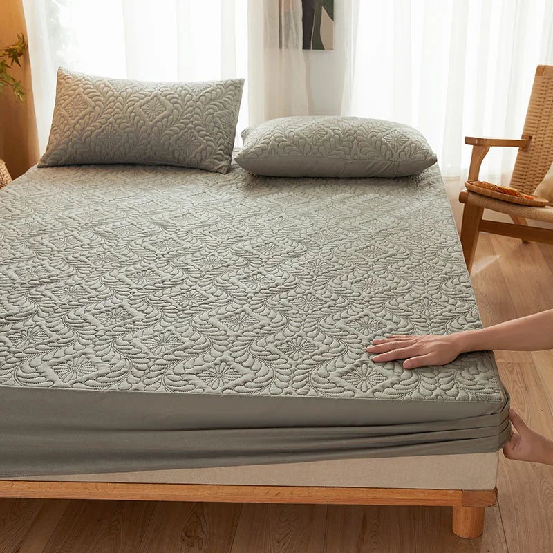 Protector de colchón acolchado impermeable, Funda de colchón transpirable, Sábana ajustable antiácaros y antibacteriana, sin funda de almohada
