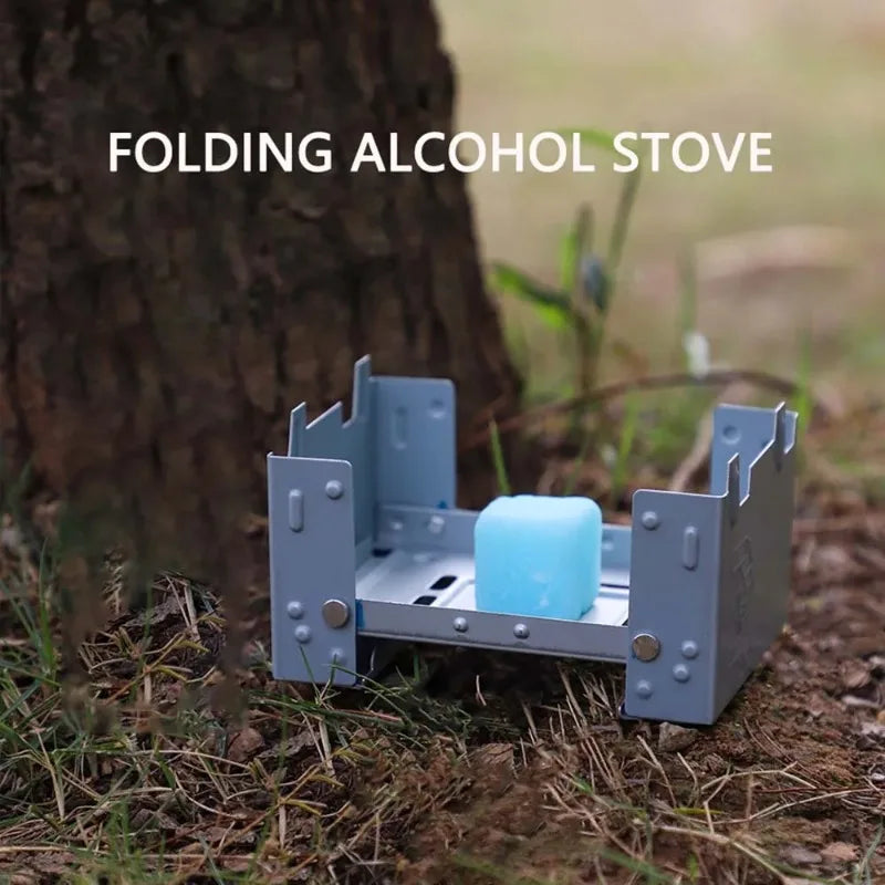 Estufa de combustible sólida portátil, estufa de Alcohol para acampar, MINI estufa de calefacción plegable, utensilios de cocina de bolsillo, Ideal para Picnic y senderismo