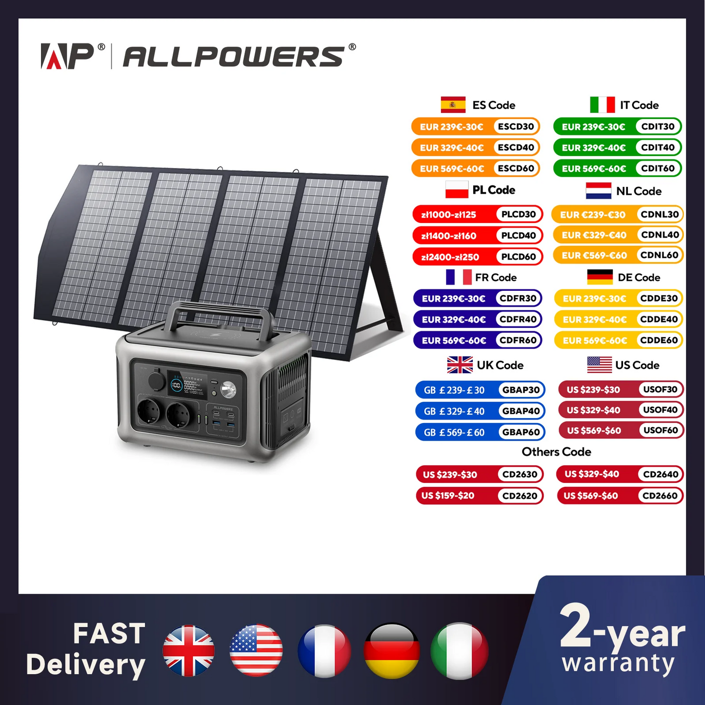 EstaciÃ³n de energÃ­a portÃ¡til ALLPOWERS R600 con panel solar (opcional), baterÃ­a LiFePO4 de 29Wh y 600W para respaldo en el hogar, camping al aire libre, RV