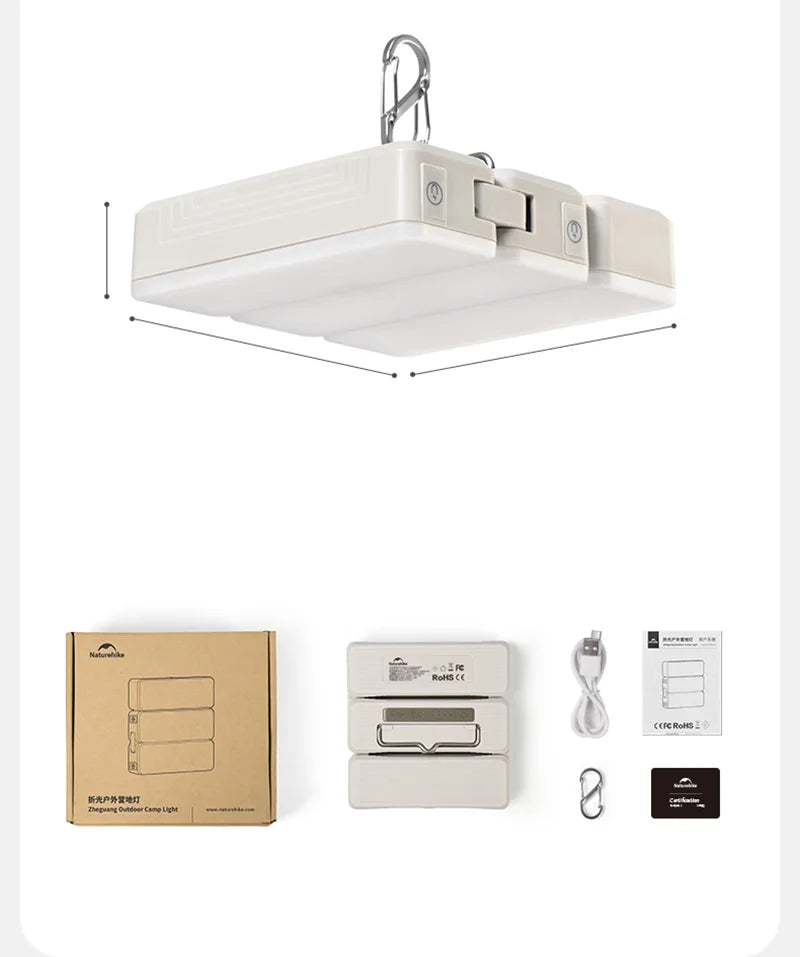Naturehike-luz LED para tienda de campaña, linterna portátil recargable, lámpara de trabajo, iluminación de mantenimiento al aire libre, luz plegable tipo C