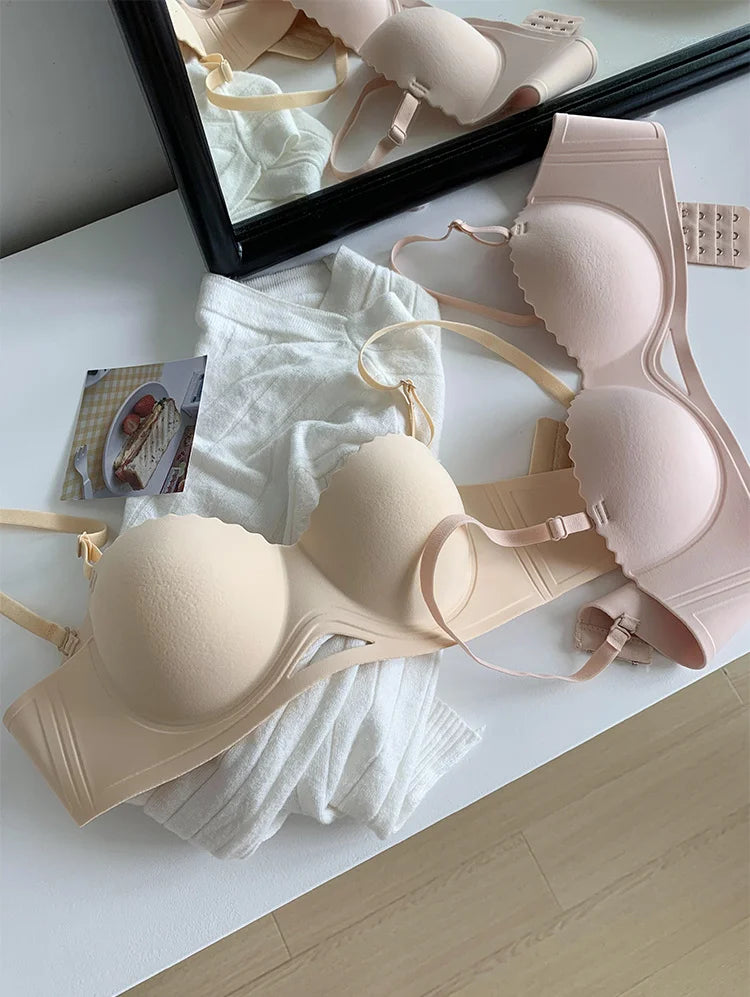 Sujetador sin costuras para mujer, ropa interior push-up con correas desmontables, sujetadores para pechos pequeños, lencería íntima Sexy para mujer