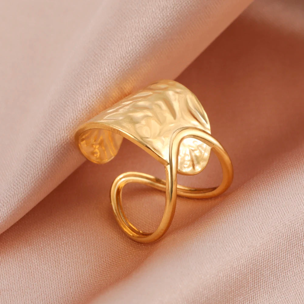 Skyrim-anillos de acero inoxidable para mujer, corazÃ³n geomÃ©trico, estÃ©tico, ajustable, abierto, joyerÃ­a de fiesta, regalos al por mayor