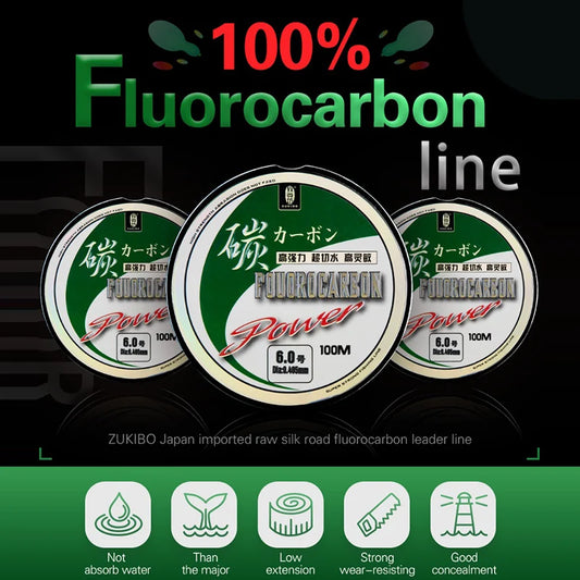 ZUKIBO fluorocarbono 100â„… japÃ³n,pesca accesorios mar,pesca surfcasting50M100M lÃ­nea de pesca de fluorocarbono lÃ­nea de fibra de carbono importada japonesa 1-25kg lÃ­nea de hundimiento de monofilamento pesca