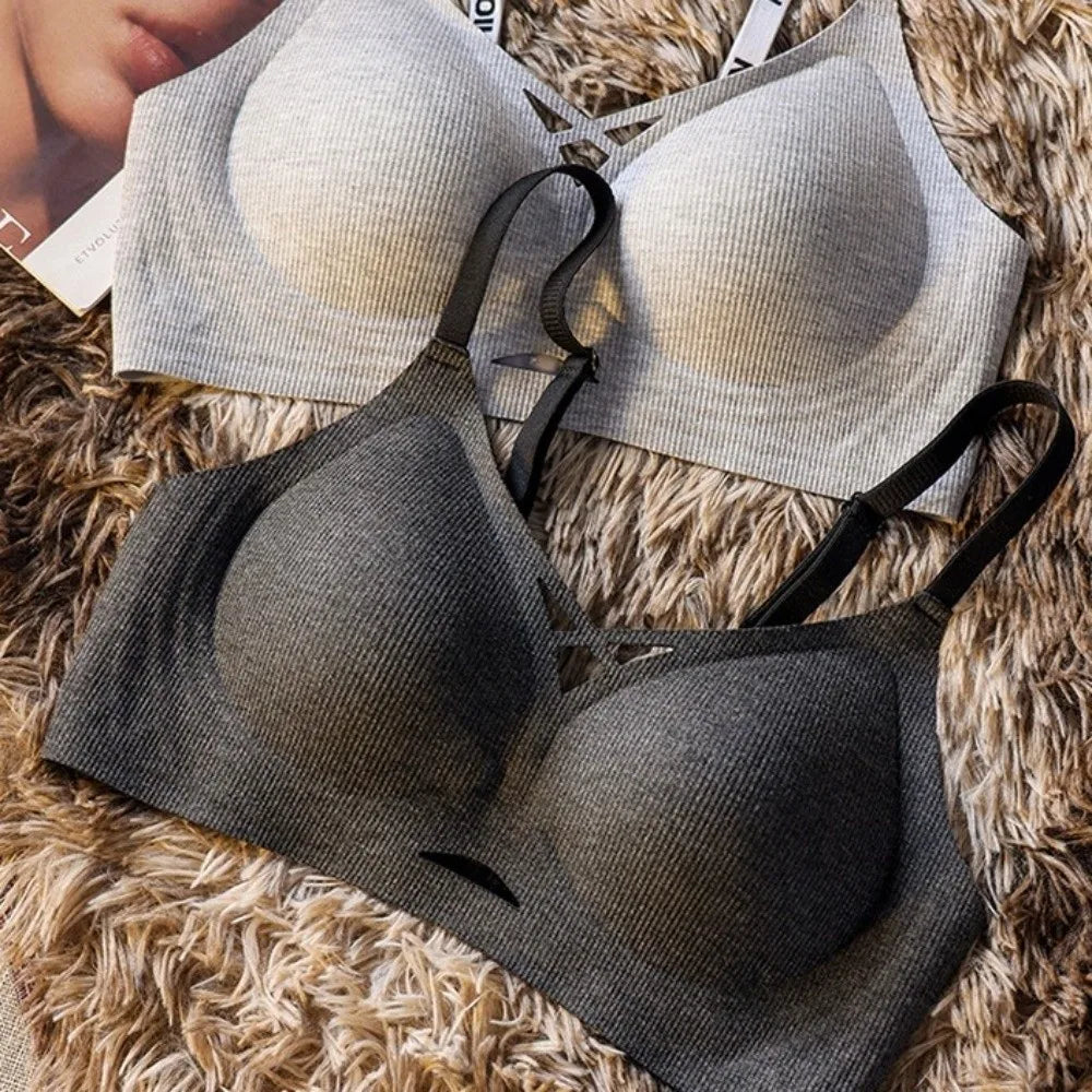 Sujetador suave y cómodo fino hueco sin costuras, sujetador a prueba de golpes sin rastro para mujer, lencería íntima, ropa interior push-up para correr