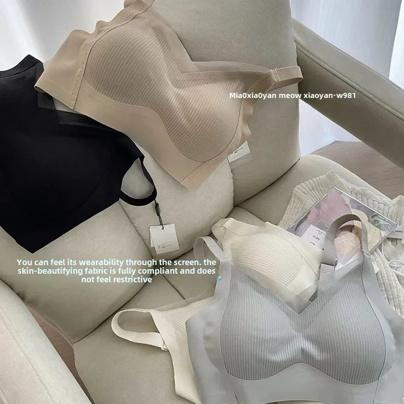 Sujetadores suaves y cómodos para mujer, ropa interior de nailon de apoyo ajustada al aire, sujetador elástico lateral con retroceso cero, ropa interior para mujer