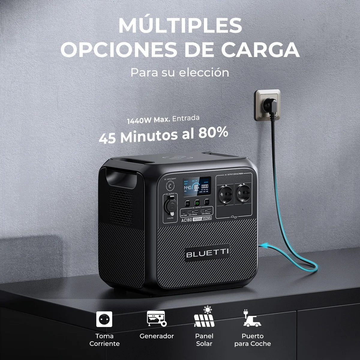 Bluetti AC180 enchufe estadounidense 1800W 1152Wh generador Solar estación de energía portátil 36Ah LiFePO4 batería Powerstation APP Camping pesca