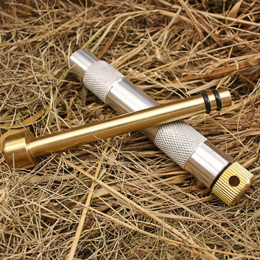 Tubos de fuego de emergencia de latón, tubo de encendedor de compresión práctica para exteriores, herramienta de supervivencia de pistón de arranque de fuego, equipo de acampada