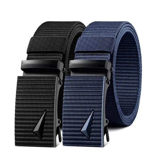 CinturÃ³n para hombre con hebilla de Metal automÃ¡tica, correas de nailon de imitaciÃ³n, cinturÃ³n de trabajo al aire libre, hebilla automÃ¡tica sin dientes, cinturÃ³n de lona deportivo informal