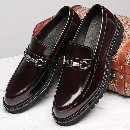 Zapatos de vestir de cuero para hombre, hebilla de calle de caballo, zapatos Oxford de alta calidad para hombre, zapatos formales para fiesta de boda y oficina, talla grande 38-48