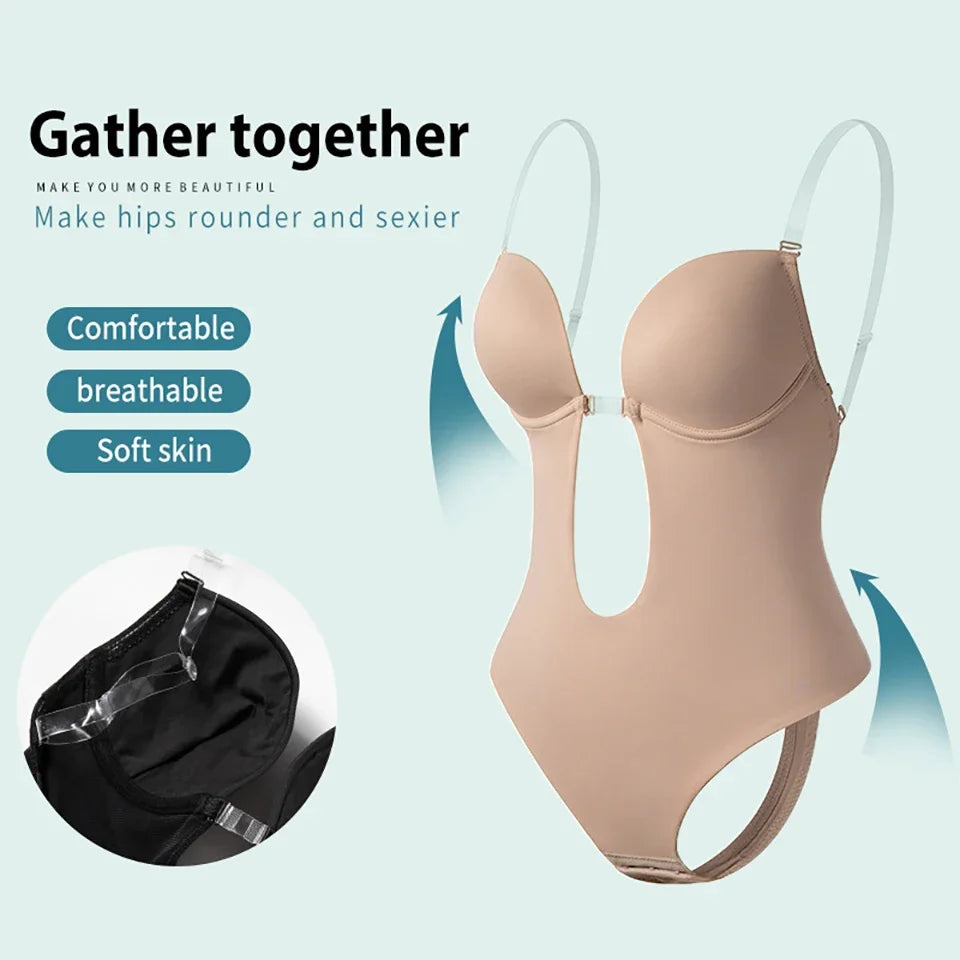 Sujetador moldeador de cuerpo completo para mujer, Body sin espalda, Tanga, moldeadores invisibles, Control de barriga, fajas, funda, ropa interior adelgazante