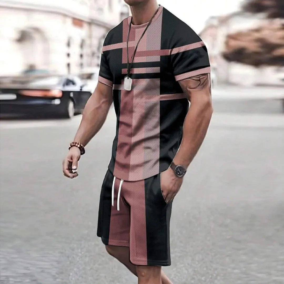 2025 Moda nuevos pantalones cortos deportivos para hombres Camiseta de manga corta estilo pantalones cortos casuales conjunto Retro fresco transpirable y conjunto de dos piezas