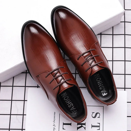 Zapatos de vestir de cuero para hombre, zapatos formales sociales para hombre, zapatos informales de negocios con punta estrecha, zapatos de diseÃ±ador de fiesta de lujo para hombre